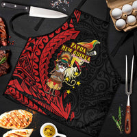 Papua New Guinea Christmas Apron Funny Melanesian Santa with Bird-of-paradise Tribal Style LT03 Black - Polynesian Pride