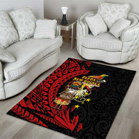 Papua New Guinea Christmas Area Rug Funny Melanesian Santa with Bird-of-paradise Tribal Style LT03 - Polynesian Pride