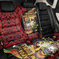 Papua New Guinea Christmas Back Car Seat Cover Funny Melanesian Santa with Bird-of-paradise Tribal Style LT03 - Polynesian Pride