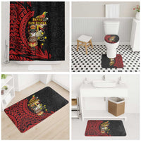 Papua New Guinea Christmas Bathroom Set Funny Melanesian Santa with Bird-of-paradise Tribal Style LT03 - Polynesian Pride