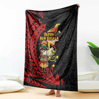 Papua New Guinea Christmas Blanket Funny Melanesian Santa with Bird-of-paradise Tribal Style LT03 - Polynesian Pride
