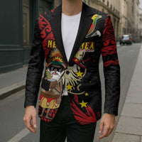 Papua New Guinea Christmas Blazer Funny Melanesian Santa with Bird-of-paradise Tribal Style LT03 - Polynesian Pride
