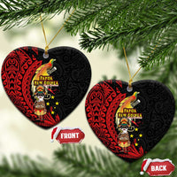 Papua New Guinea Christmas Ceramic Ornament Funny Melanesian Santa with Bird-of-paradise Tribal Style LT03 Heart Black - Polynesian Pride