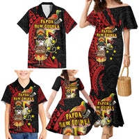 Papua New Guinea Christmas Family Matching Mermaid Dress and Hawaiian Shirt Funny Melanesian Santa with Bird-of-paradise Tribal Style LT03 - Polynesian Pride