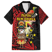 Papua New Guinea Christmas Family Matching Tank Maxi Dress and Hawaiian Shirt Funny Melanesian Santa with Bird-of-paradise Tribal Style LT03 Dad's Shirt - Short Sleeve Black - Polynesian Pride