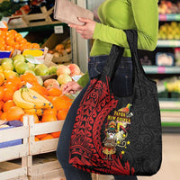 Papua New Guinea Christmas Grocery Bag Funny Melanesian Santa with Bird-of-paradise Tribal Style LT03 - Polynesian Pride