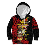 Papua New Guinea Christmas Kid Hoodie Funny Melanesian Santa with Bird-of-paradise Tribal Style LT03 Hoodie Black - Polynesian Pride