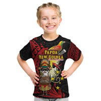 Papua New Guinea Christmas Kid T Shirt Funny Melanesian Santa with Bird-of-paradise Tribal Style LT03 Black - Polynesian Pride