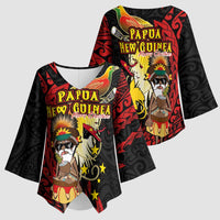 Papua New Guinea Christmas Kimono Sleeve Blouse Funny Melanesian Santa with Bird-of-paradise Tribal Style LT03 - Polynesian Pride