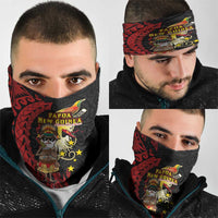 Papua New Guinea Christmas Neck Gaiter Funny Melanesian Santa with Bird-of-paradise Tribal Style LT03 - Polynesian Pride