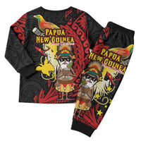 Papua New Guinea Christmas Pajama Set Funny Melanesian Santa with Bird-of-paradise Tribal Style LT03 - Polynesian Pride