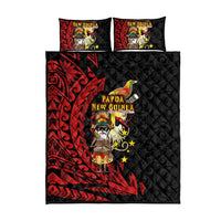 Papua New Guinea Christmas Quilt Bed Set Funny Melanesian Santa with Bird-of-paradise Tribal Style LT03 - Polynesian Pride