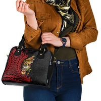 Papua New Guinea Christmas Shoulder Handbag Funny Melanesian Santa with Bird-of-paradise Tribal Style LT03 - Polynesian Pride