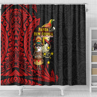 Papua New Guinea Christmas Shower Curtain Funny Melanesian Santa with Bird-of-paradise Tribal Style LT03 - Polynesian Pride