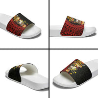 Papua New Guinea Christmas Slide Sandals Funny Melanesian Santa with Bird-of-paradise Tribal Style LT03 - Polynesian Pride