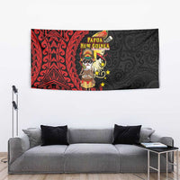 Papua New Guinea Christmas Tapestry Funny Melanesian Santa with Bird-of-paradise Tribal Style LT03 - Polynesian Pride