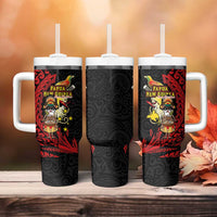 Papua New Guinea Christmas Tumbler With Handle Funny Melanesian Santa with Bird-of-paradise Tribal Style LT03 - Polynesian Pride