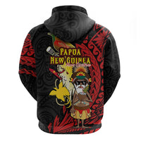 Papua New Guinea Christmas Zip Hoodie Funny Melanesian Santa with Bird-of-paradise Tribal Style LT03 - Polynesian Pride