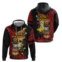Papua New Guinea Christmas Zip Hoodie Funny Melanesian Santa with Bird-of-paradise Tribal Style LT03 - Polynesian Pride