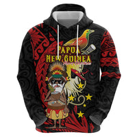 Papua New Guinea Christmas Zip Hoodie Funny Melanesian Santa with Bird-of-paradise Tribal Style LT03 - Polynesian Pride