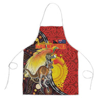 Australia and Papua New Guinea Together Apron Bird-of-paradise and Kangaroo with Oro Tapa and Aboriginal Art Motifs LT03 Black - Polynesian Pride
