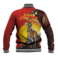 Australia and Papua New Guinea Together Baseball Jacket Bird-of-paradise and Kangaroo with Oro Tapa and Aboriginal Art Motifs LT03 - Polynesian Pride