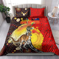 Australia and Papua New Guinea Together Bedding Set Bird-of-paradise and Kangaroo with Oro Tapa and Aboriginal Art Motifs LT03 - Polynesian Pride