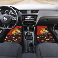 Australia and Papua New Guinea Together Car Mats Bird-of-paradise and Kangaroo with Oro Tapa and Aboriginal Art Motifs LT03 Set 2pcs - Front Black - Polynesian Pride
