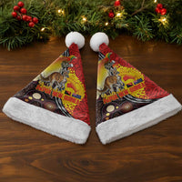 Australia and Papua New Guinea Together Christmas Santa Hat Bird-of-paradise and Kangaroo with Oro Tapa and Aboriginal Art Motifs LT03 - Polynesian Pride