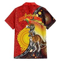 Australia and Papua New Guinea Together Family Matching Tank Maxi Dress and Hawaiian Shirt Bird-of-paradise and Kangaroo with Oro Tapa and Aboriginal Art Motifs LT03 - Polynesian Pride
