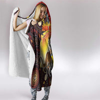 Australia and Papua New Guinea Together Hooded Blanket Bird-of-paradise and Kangaroo with Oro Tapa and Aboriginal Art Motifs LT03 - Polynesian Pride