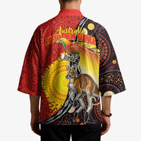 Australia and Papua New Guinea Together Kimono Bird-of-paradise and Kangaroo with Oro Tapa and Aboriginal Art Motifs LT03 - Polynesian Pride