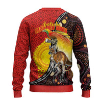 Australia and Papua New Guinea Together Ugly Christmas Sweater Bird-of-paradise and Kangaroo with Oro Tapa and Aboriginal Art Motifs LT03 - Polynesian Pride