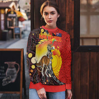 Australia and Papua New Guinea Together Ugly Christmas Sweater Bird-of-paradise and Kangaroo with Oro Tapa and Aboriginal Art Motifs LT03 - Polynesian Pride