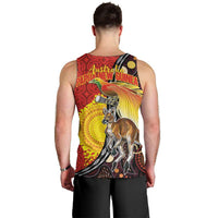 Australia and Papua New Guinea Together Men Tank Top Bird-of-paradise and Kangaroo with Oro Tapa and Aboriginal Art Motifs LT03 - Polynesian Pride