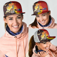 Australia and Papua New Guinea Together Mesh Trucker Cap Bird-of-paradise and Kangaroo with Oro Tapa and Aboriginal Art Motifs LT03 - Polynesian Pride
