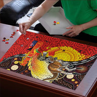 Australia and Papua New Guinea Together Puzzle Bird-of-paradise and Kangaroo with Oro Tapa and Aboriginal Art Motifs LT03 - Polynesian Pride