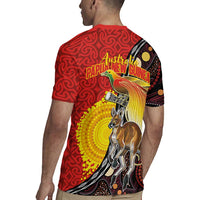 Australia and Papua New Guinea Together Rugby Jersey Bird-of-paradise and Kangaroo with Oro Tapa and Aboriginal Art Motifs LT03 - Polynesian Pride