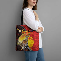 Australia and Papua New Guinea Together Tote Bag Bird-of-paradise and Kangaroo with Oro Tapa and Aboriginal Art Motifs LT03 - Polynesian Pride