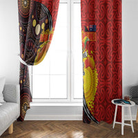 Australia and Papua New Guinea Together Window Curtain Bird-of-paradise and Kangaroo with Oro Tapa and Aboriginal Art Motifs LT03 - Polynesian Pride