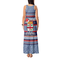 Fiji Christmas Tank Maxi Dress Fijian Santa and Coat of Arms Mix Tapa Pattern Striped Style LT03 - Polynesian Pride