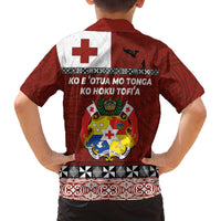 Tongan Culture Family Matching Off The Shoulder Long Sleeve Dress and Hawaiian Shirt Ngatu Art Tattoo and Emblem of Tonga LT03 - Polynesian Pride