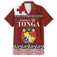 Tongan Culture Family Matching Tank Maxi Dress and Hawaiian Shirt Ngatu Art Tattoo and Emblem of Tonga LT03 Dad's Shirt - Short Sleeve Red - Polynesian Pride