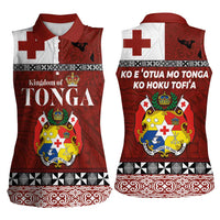 Tongan Culture Women Sleeveless Polo Shirt Ngatu Art Tattoo and Emblem of Tonga