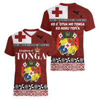 Tongan Culture Women V-Neck T-Shirt Ngatu Art Tattoo and Emblem of Tonga LT03 - Polynesian Pride