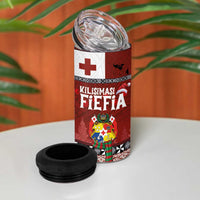 Tongan Christmas 4 in 1 Can Cooler Tumbler Kilisimasi Fiefia with Ngatu Art Tattoo LT03 - Polynesian Pride