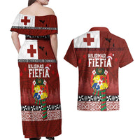 Tongan Christmas Couples Matching Off Shoulder Maxi Dress and Hawaiian Shirt Kilisimasi Fiefia with Ngatu Art Tattoo LT03 - Polynesian Pride