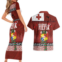 Tongan Christmas Couples Matching Short Sleeve Bodycon Dress and Hawaiian Shirt Kilisimasi Fiefia with Ngatu Art Tattoo LT03 - Polynesian Pride