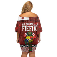 Tongan Christmas Family Matching Off Shoulder Short Dress and Hawaiian Shirt Kilisimasi Fiefia with Ngatu Art Tattoo LT03 - Polynesian Pride