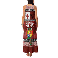 Tongan Christmas Family Matching Tank Maxi Dress and Hawaiian Shirt Kilisimasi Fiefia with Ngatu Art Tattoo LT03 - Polynesian Pride